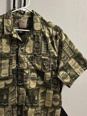 5.11 Tactical Green All Over Beer Lager Print SS Snap Down Party Shirt Men's L